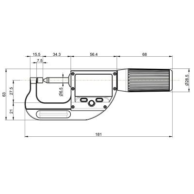 SYLVAC Digital Mikrometer S_MIKE PRO SMART 0-25mm IP67 (803.0310) BT Point 30° - spherical R0.3mm